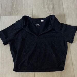 Women's Black Collared Top